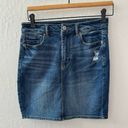 American Eagle  Denim Distressed Mom Mini Skirt Button Zip Closure Size 4 Photo 1