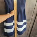 Apt. 9  Dress Womens Small Scuba Fit Flare Navy Blue White Midi Dress w/ POCKETS! Photo 6