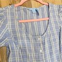 Draper James  Dress Blue Plaid Button Down Linen Blend Cottagecore size 2 Photo 9