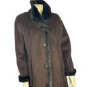 Jones New York Vintage 's luxe style trimmed, faux fur long brown coat size large Photo 12