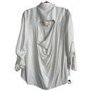 Hem & Thread  Womens White Collared Button Up Roll Tab Sleeves Blouse New Large L Photo 31