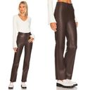 Pistola NWT  x Revolve Cassie Leather High Rise Straight Leg Chocolate Brown Pant Photo 1