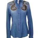 Dolce & Gabbana  size 38 dragon embellished denim button down shirt Photo 0