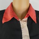 Equipment  Button Front Striped Collar Pocket Mini Dress Silk Black Red Cream Sm Photo 7