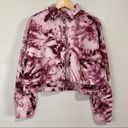 Abound  Women’s Cozy Cropped Shirt Jacket Shacket Purple Tie Dye Size Medium NWT Photo 0