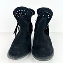 Shyanne  Women's Nicki Zipper Booties Laser Cut Fringe Black Suede Size 7 Photo 3