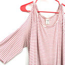 Terra & Sky  size XL red white striped short sleeve cold‎ shoulder shirt top Photo 2