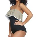 Coco reef  Paradiso Agate Ruffle Bandeau One-Piece Size 12 36D Black Photo 1