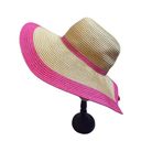 Charlie Paige Charlie‎ Paige Wide Brim Floppy Contrast Bright Pink Straw Sun Hat Photo 3