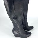 Via Spiga  Knee High Wedge Leather Boots Black 8 Photo 0