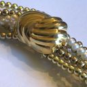 Twisted Vintage Gold Tone & Faux Pearl  Beads Beaded Boho Necklace Photo 2