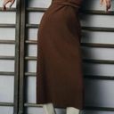 ZARA Brown Ribbed Midi Belted Dress Photo 0