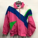 80s 90’s Nylon Zip Up Vintage Windbreaker Track Jacket Colorful Pink blue Green Size L Photo 0