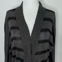 LA Made New  Striped Cardigan Sweater Cotton Rounded Hem Hook Closure Grey Black Photo 2