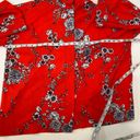 Bryn Walker  Orange Red Floral Pants Set Button Down Blouse Crop Pants EUC Sz S/M Photo 14