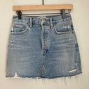 AGOLDE Quinn Skirt in Swapmeet 26 Mini Light Blue Denim Distressed 100% Cotton Photo 3