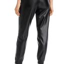 AQUA  Women's Black Faux Leather Elastic Waist/Ankle Pull On Jogger Pants sz S Photo 2