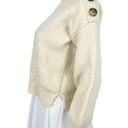 Madewell  Women Boatneck Button-Shoulder Knit Merino Wool Crop Sweater Cream Photo 2