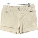 White House | Black Market  Shorts Womens 6 Tan Cotton Sateen Pockets Cuffed Casual Photo 0