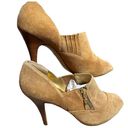 Guess Davynn Camel Ankle Booties  Leather/Suede Peep Toe Heel  size 8.5M Photo 1