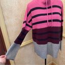 Lou & grey  Striped Wafflestitch Turtleneck Sweater pink gray Sz XL Photo 3