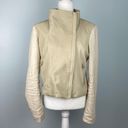 Revolve  Lamarque Leather/Linen Blend Biker Jacket in Neutrals Size Large Photo 2