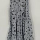 Ganni  Metallic Floral Print Brunnera Blue Pull-On Pleated Midi Skirt Size 4 Photo 0