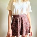 Full Tilt  100% Rayon Striped Maroon / Pink Mini Party Skirt Elastic Waist Photo 6