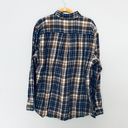 st. john's bay St John’s Bay Tan Blue White Plaid Button Down  Photo 1