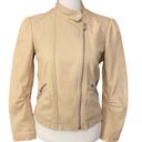 Rebecca Taylor  Womens Lamb Leather Moto Jacket Full Zip Long Sleeve Nude Cream 2 Photo 4