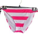 Malibu Pink White Stripped Black Tie Sides Bikini Swim Bottoms L Size L Photo 0