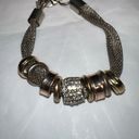 Twisted Mesh  Silver Tone Bracelet With Barrel Charms Photo 2