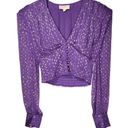 Rococo  Sand Button-Embellished Metallic Georgette Blouse in Purple/Gold Photo 5