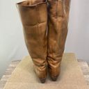 Frye Vintage  Boots Womens 5.5 Crissie Tall Brown Leather Mid Heel Block Zip USA Photo 8