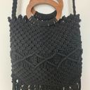 Danielle Nicole  Macrame Fringe Wood Handle Shoulder Purse Photo 2