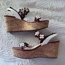 Kate Spade  Tisdale Leather Brown Luggage Flower Wedge Sandal Platform Heels Photo 2