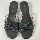 Tommy Hilfiger  leather slide sandals women's 9.5 black straps low platform heel Photo 3