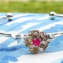 Blossom Cherry  sakura flower bracelet adjustable new gift silver pink october Photo 0