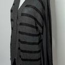 LA Made New  Striped Cardigan Sweater Cotton Rounded Hem Hook Closure Grey Black Photo 4