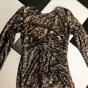 Dress the Population Lolita Sequin Mini Dress Metallic Gold Leopard Print size L Photo 7