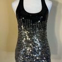 Jeknit Black Silver Gradient Ring Sequin Racerback Tank Top Small Photo 0