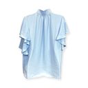 T Tahari Women's Ruffle Sleeve Open Neck Blouse Career Size L Boho Chick Photo 1