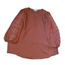 Market & Spruce  shirt‎ rusty orange embroidered sleeves peasant blouse medium Photo 0