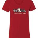 Teddy The Dog It's Schnauzer Never RED Ladies LARGE V-neck Short Sleeve T-shirt Photo 0