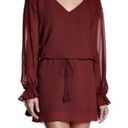 Haute Hippie  XS Burgundy V-Neck Mini Dress With Tassel Boho Accents MSRP $695 Photo 0