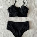 Amazon NWOT  Black Ruched High Waisted Bikini Set Photo 1