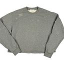 Good American  Size 3 US L Distressed Cropped Boyfriend Sweatshirt Heather Gray Photo 0