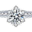 18K White Gold Plated Adjustable Snowflake 1.5 CT CZ Diamond Wedding Ring Silver Photo 2