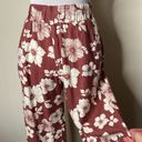 Abercrombie & Fitch Abercrombie Red Floral Linen Wide Leg Pants Photo 2