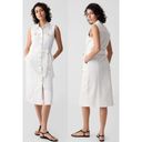 Gap  Cotton Sleeveless Collared Button Front Belted Denim Midi Dress White 2 Photo 1